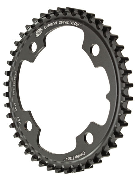 Gates Carbon Drive CDX CenterTrack Front Belt Drive Ring - 42t 4-Bolt 104mm BCD BLK