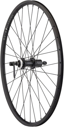Quality Wheels Value Double Wall Series Rim+Disc Rear Wheel - 26" QR  x 135mm Center-Lock/Rim Brake HG10 BLK Clincher 32H