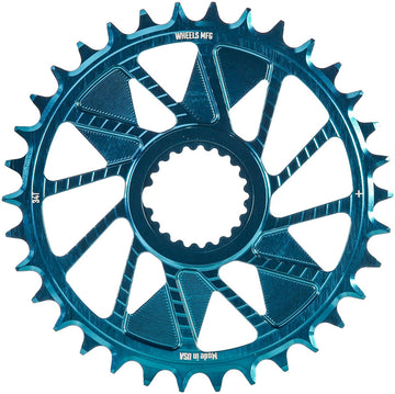 Wheels Manufacturing Direct Mount Chainring - 34t Shimano Direct Mount 1.5mm Inboard Offset HG+ Chain Compatible Teal