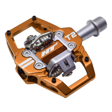 HT Components T2 Pedals - Dual Sided Clipless Platform Aluminum 9/16" Root Beer