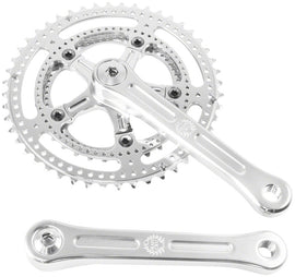 Velo Orange Grand Cru Drillium Cranks - 175mm 8/9/10 Speed 48/34t Square Taper JIS Spindle Interface Polished Aluminum