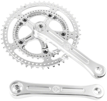 Velo Orange Grand Cru Drillium Cranks - 175mm 8/9/10 Speed 48/34t Square Taper JIS Spindle Interface Polished Aluminum