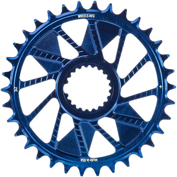 Wheels Manufacturing Direct Mount Chainring - 34t Shimano Direct Mount 1.5mm Inboard Offset HG+ Chain Compatible Blue