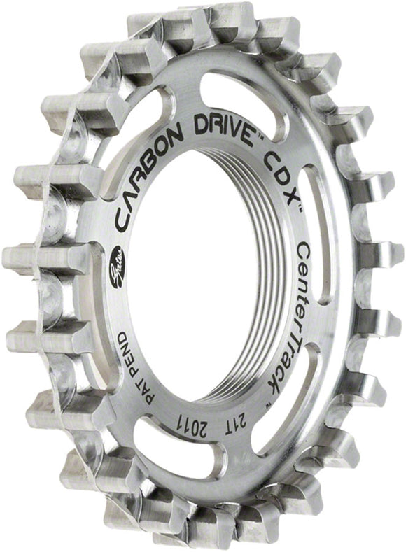 Gates Carbon Drive CDX CenterTrack Thread-On Fixie Rear Sprocket - 21t Compatible ISO Fixed Cog Threading Silver