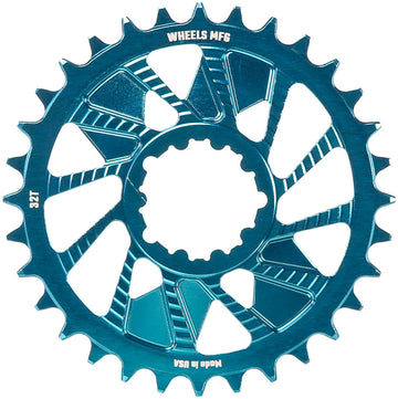Wheels Manufacturing Direct Mount Chainring - 32t SRAM 3-Bolt Direct Mount 3mm Offset T-Type Chain Compatible Teal