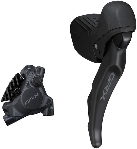 Shimano GRX ST-RX610 Shift/Brake Lever BR-RX410 Hyd Disc Brake Caliper - Right/Rear 12-Spd Flat Mnt Caliper For 25mm Mount BLK