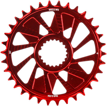Wheels Manufacturing Direct Mount Chainring - 34t Shimano Direct Mount 1.5mm Outboard Offset HG+ Chain Compatible Red