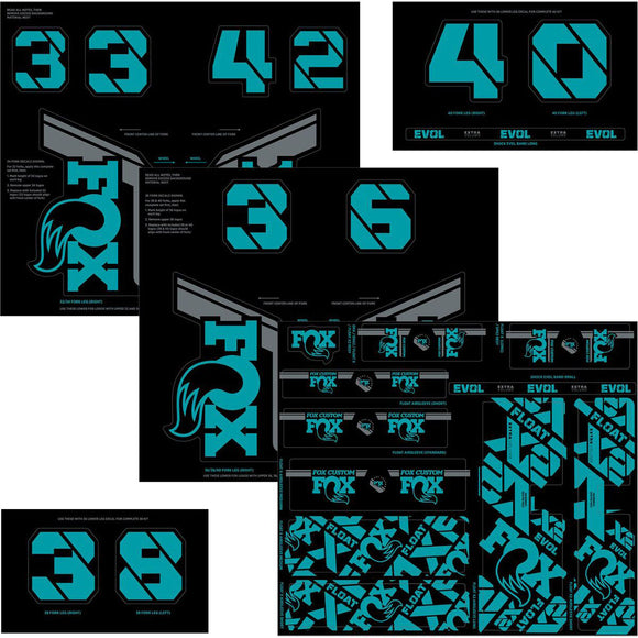 FOX Fork and Shock Decal Kit - Turquoise