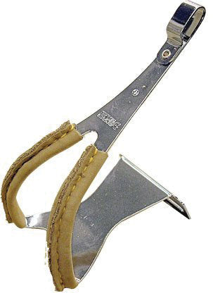 MKS Toe Clips with Leather Steel-Med