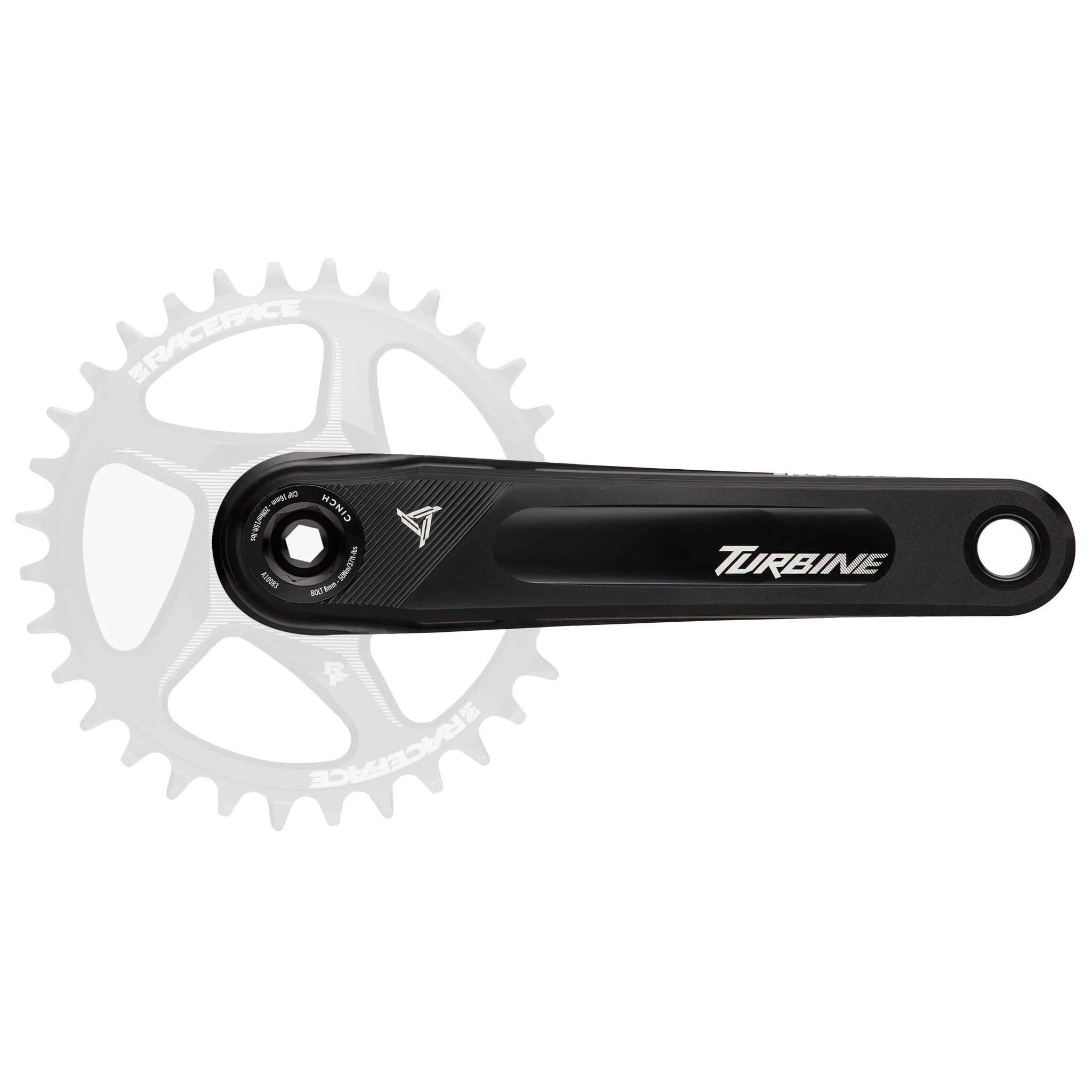 RaceFace Turbine Crankset - 160mm Direct Mount 143mm Spindle CINCH Interface 7050 Aluminum BLK