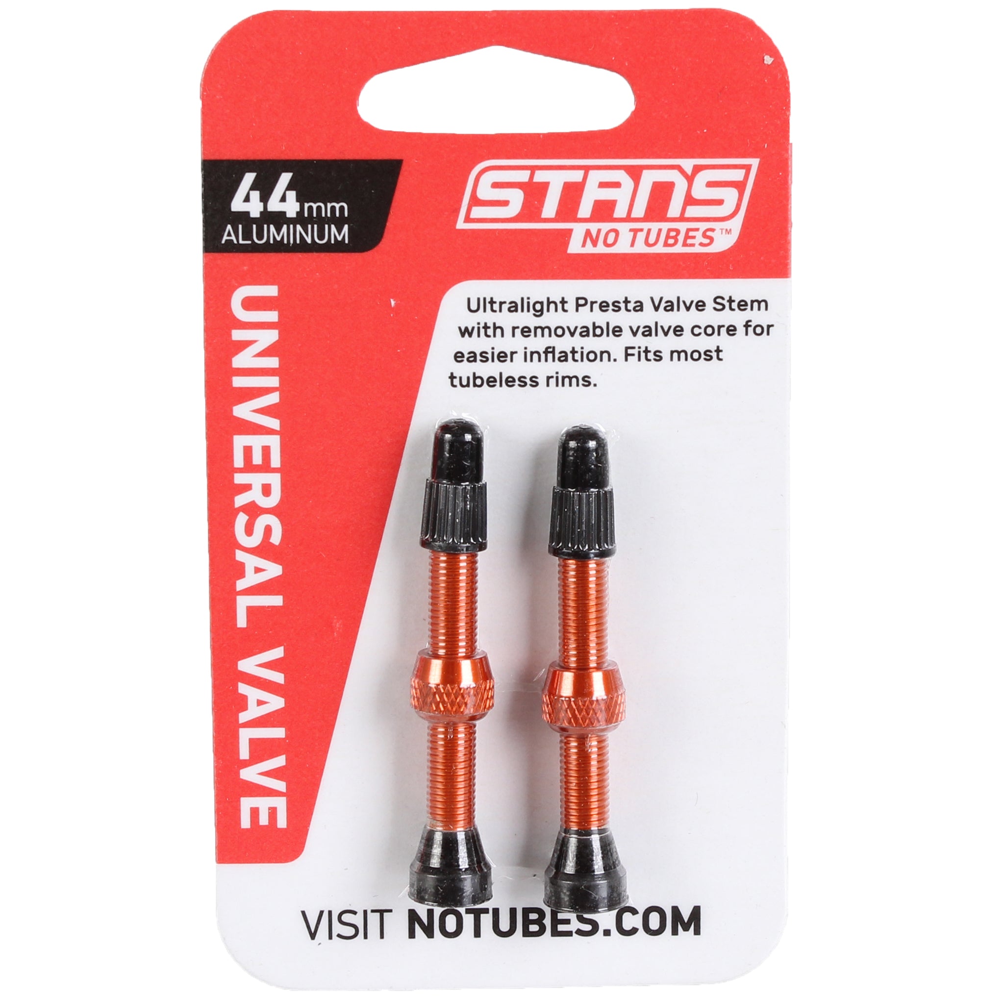 Stans Alloy Valve Stems - 44mm Pair Orange