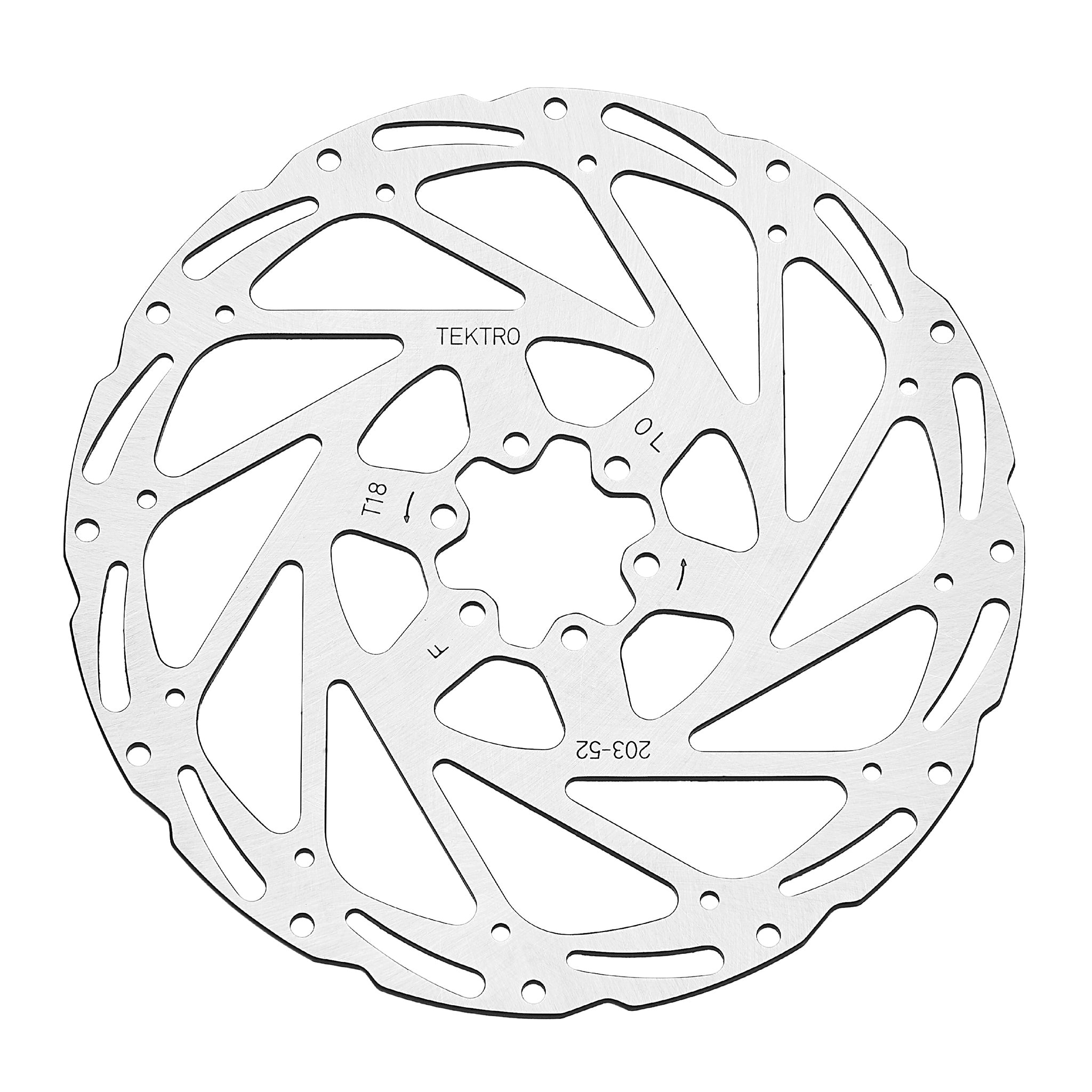 Tektro TR160-52 Disc Rotor - 160mm 6-Bolt 1.8mm Thickness For 2-Piston Calipers Silver